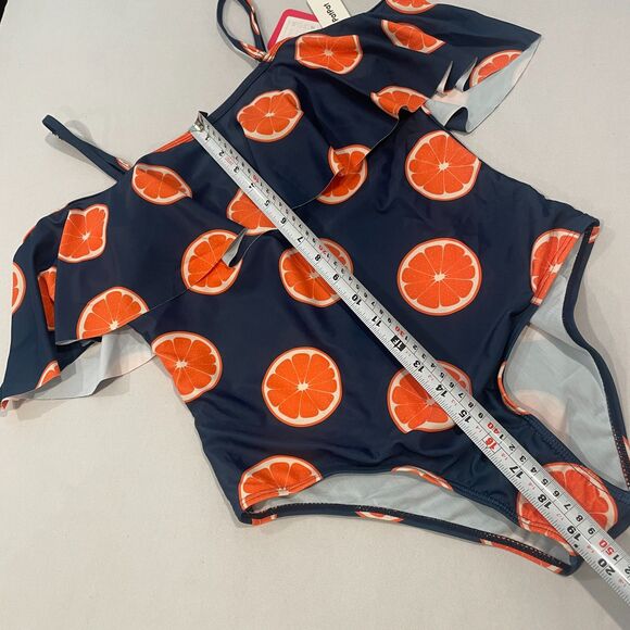 NEW! PatPat Med Swimsuit Oranges Citrus 1pc Convertible Straps Ruffle Womens NWT - Picture 4 of 16